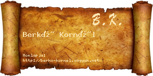Berkó Kornél névjegykártya
