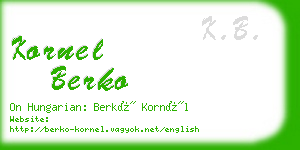 kornel berko business card