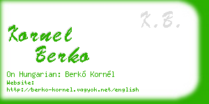 kornel berko business card